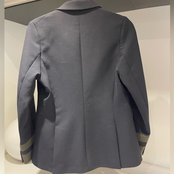 $698 RARE Veronica Beard Classic Dickey Jacket Navy with striped sleeves sz 6 - Picture 4 of 15
